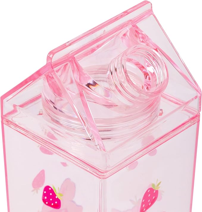 Silver Buffalo Sanrio Hello Kitty and Friends Featuring Cinnamoroll and Strawberries Plastic Pink Milk Carton Pitcher Bottle, 16.2 Ounces