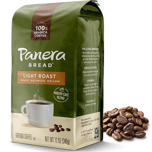 Panera Light Roast Ground Coffee, 100% Arabica, Sustainably Sourced – Smooth, Bright & Balanced Flavor – Clean Label, No Artificial Ingredients – Kosher, Gluten-Free 12oz Bag