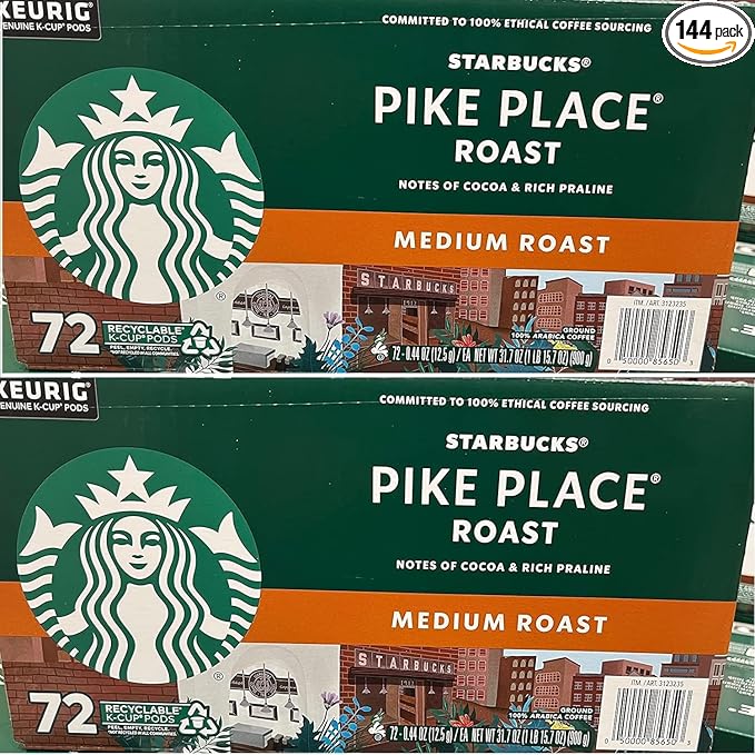 Starbucks Pike Place Roast K-Cups for Keurig - 144 Count