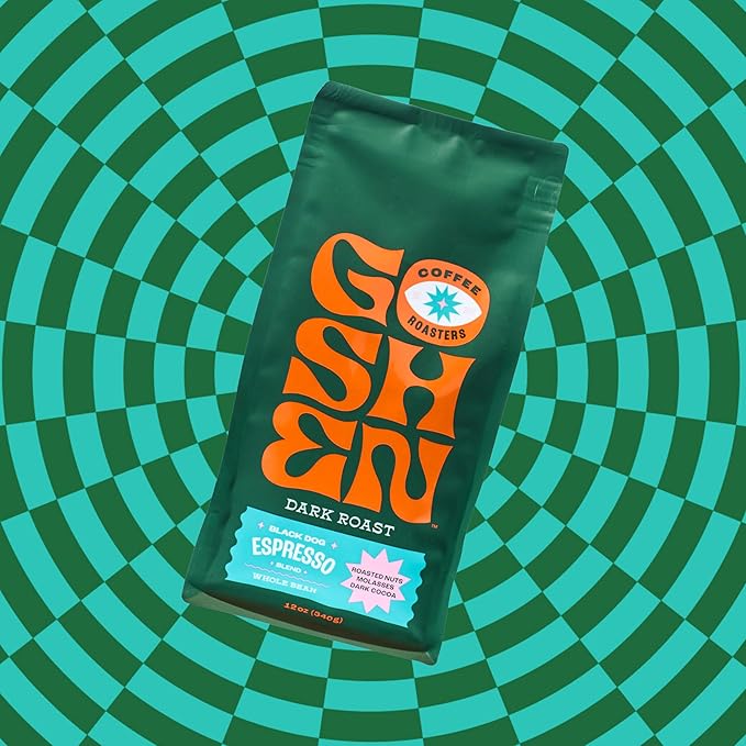 Goshen Coffee Roasters Whole Bean Black Dog Espresso Blend | Dark Roast, Espresso or Brewed | Award-Winning, Natural and Washed | Roasted Nuts, Molasses, Dark Cocoa Flavors | 5 lb Bag
