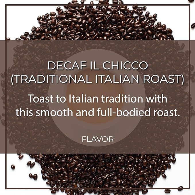 The Bean Organic Coffee Company Water Processed DECAF IL Chicco (Traditional Italian Roast), Dark Roast, Ground Coffee, 16-Ounce Bag, Café Molido Tostado Orgánico descafeinado