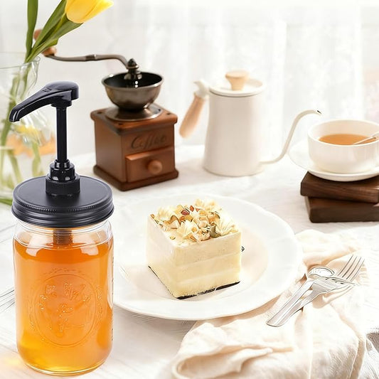 Mason Jar Syrup Sauce Dispenser Wide Mouth Coffee Syrup Dispenser 32 oz Airtight & Leak-Proof Glass Syrup Bottle With Pump 1 Quart Food Grade Syrup Container For Ketchup Honey Salad Liquid Condiments