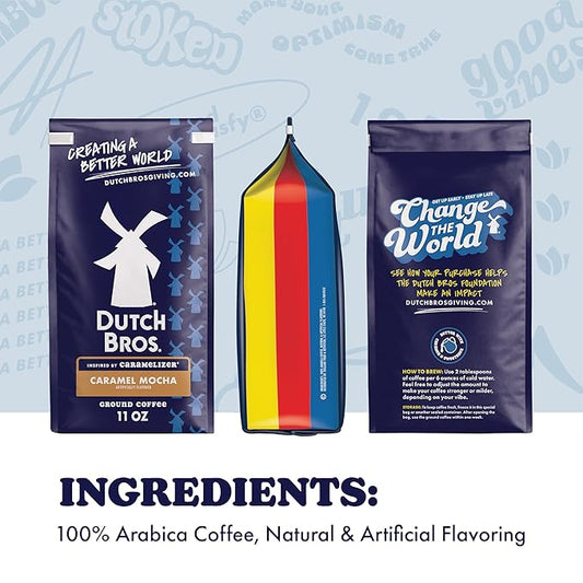 Dutch Bros® Caramel Mocha Ground Flavored Coffee Inspired by Caramelizer®, Bagged 11oz