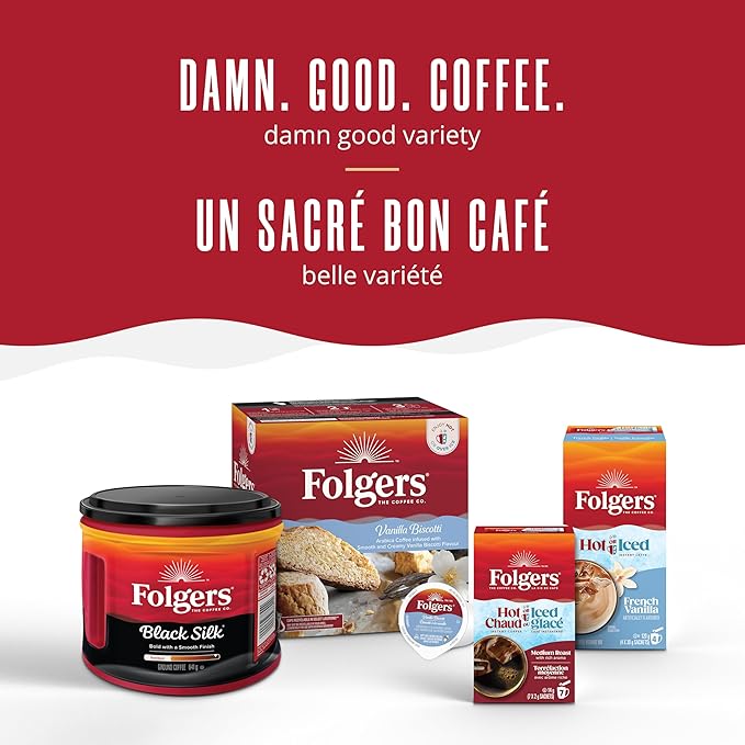 Folgers Vanilla Biscotti Coffee K-cups, 30 Count, 270g/9.5 oz. Box (Imported from Canada)