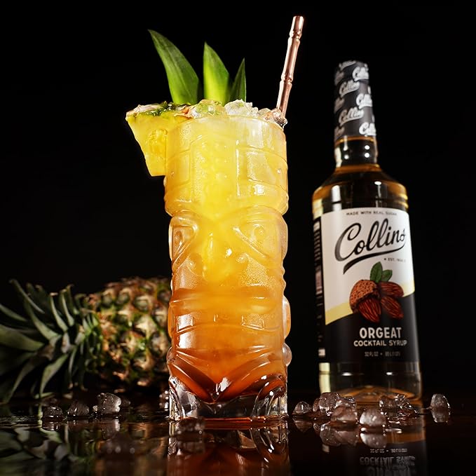 Collins Orgeat Syrup, Almond Syrup for Coffee, Tiki Drinks and Mai Tais, Cocktail Mixer with Floral Notes, 32 Ounces, Set of 1