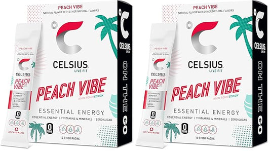 CELSIUS On The Go PEACH VIBE,Sugar Free Energy Drink Mix,(Pack of 28)