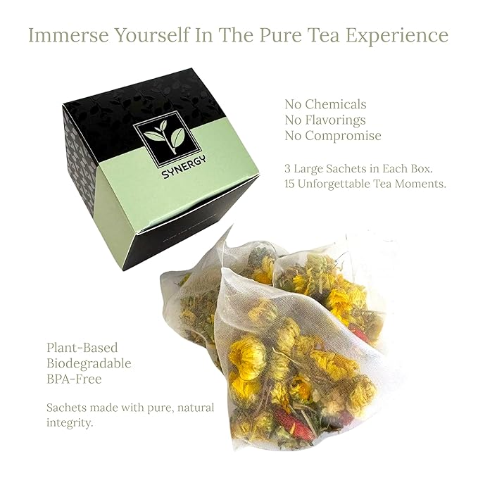Pure And Easy Tea, Serenity Herbal Tea Sampler, 15-Count Whole-Leaf Caffeine-Free Variety, Designed to Restore Calm & Balance, BPA-Free Plant-Based Tea Bags, Premium Wellness Gift Box (49.5g)