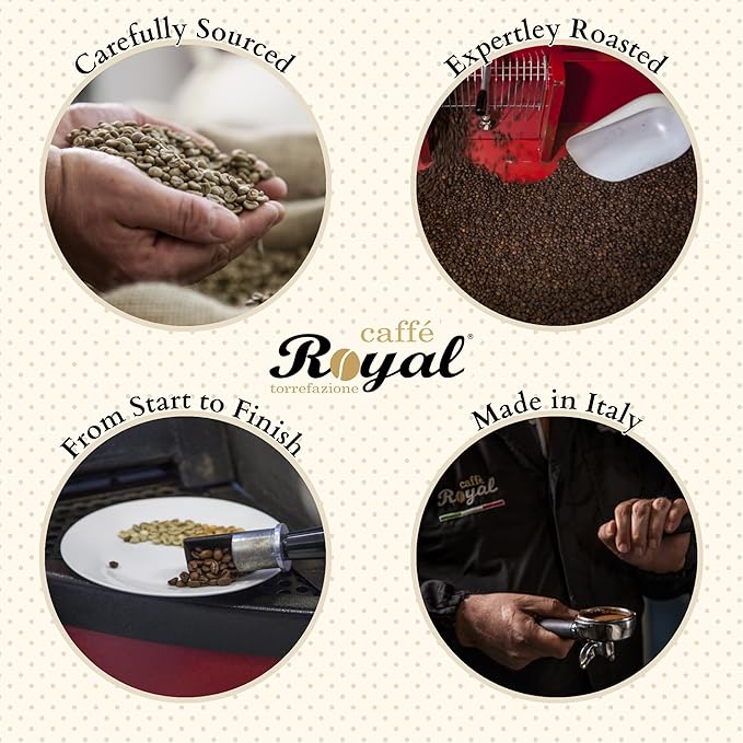 Royal Caffé Italian Coffee Beans – 100% Arabica, Medium Roast, Smooth & Aromatic with Notes of Caramel, Fruit & Vanilla, Whole Bean, Freshly Roasted Gourmet Coffee, 2.2 lbs (1000g), Made in Italy