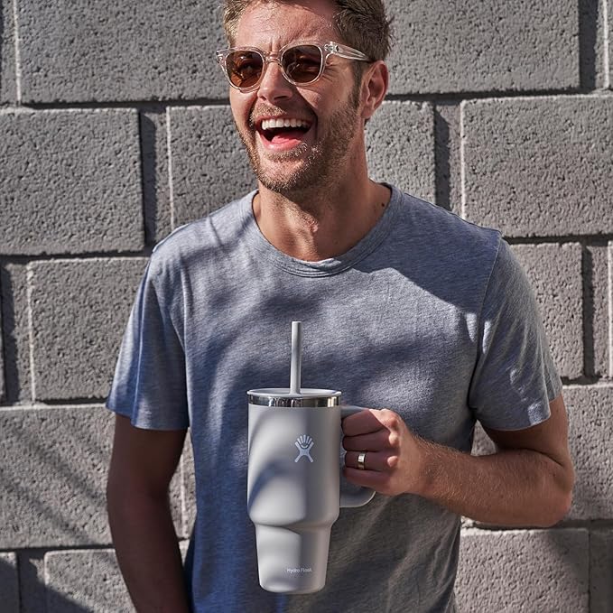 Hydro Flask 40 Oz Travel Tumbler with Handle, Lid and Straw - Insulated Stainless Steel in 40 Oz Birch