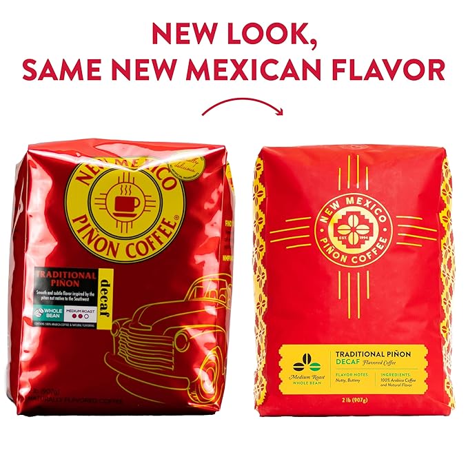 New Mexico Piñon Coffee Naturally Flavored Coffee (Traditional Piñon Whole Bean Decaf, 2 pound)