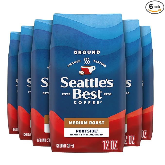 Seattle's Best Coffee Portside Blend Medium Roast Ground Coffee | 12 Ounce Bags (Pack of 6)