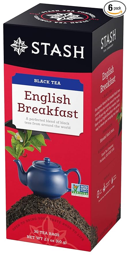 Stash Tea English Breakfast Black Tea, 6 Boxes of 30 Tea Bags Each (180 Tea Bags Total)