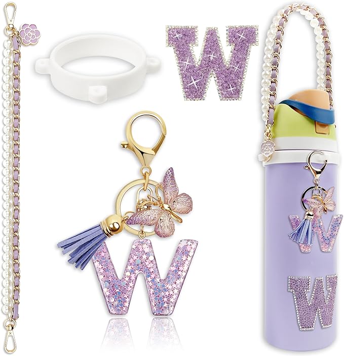 Letter Handle Strap Accessories with Cute Initial Charm Compatible with Owala Water Bottle 24oz 32oz 40oz Owala Kids