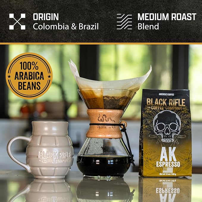 Black Rifle Coffee Company AK-47 Espresso Blend – Medium Roast Ground Coffee, 5 lb Bag