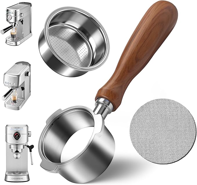 Bottomless Portafilter 51mm Compatible with CASABREWS CM5418, 5418Pro & 3700Essential - Stainless Steel 3-Ear Portafilter with Puck Screen & Filter Basket