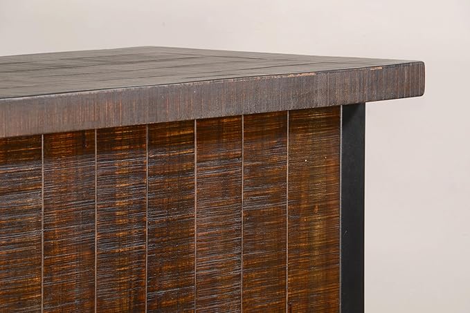 55 - Inch Homestead Bar, W/Open Storage&&Metal framing &Metal Foot Rail (Tobacco Leaf Finish)