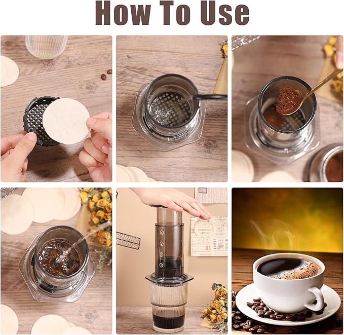 600 PCS Unbleached Coffee Filters, Replacement Round Coffee Filters, Disposable Paper Filters Compatible with Aerobie Aeropress Coffee Filter and Espresso Maker