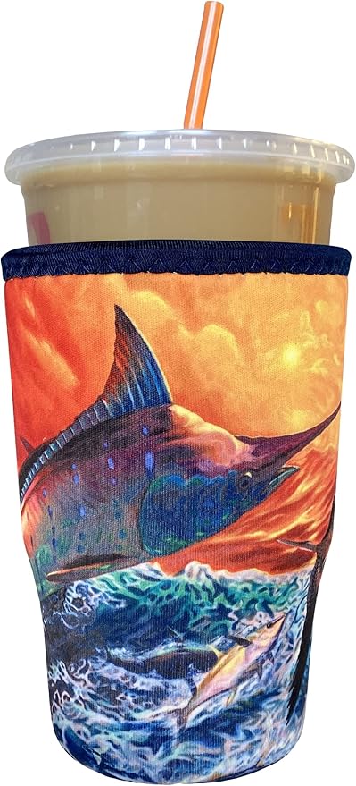Koverz Iced Coffee Sleeve, Insulated Neoprene Cup Sleeve, Fits a 32 Oz. Coffee Cup, Washable and Reusable, Iced Coffee Accessories, Large Reflective Chaos by Jason Mathias