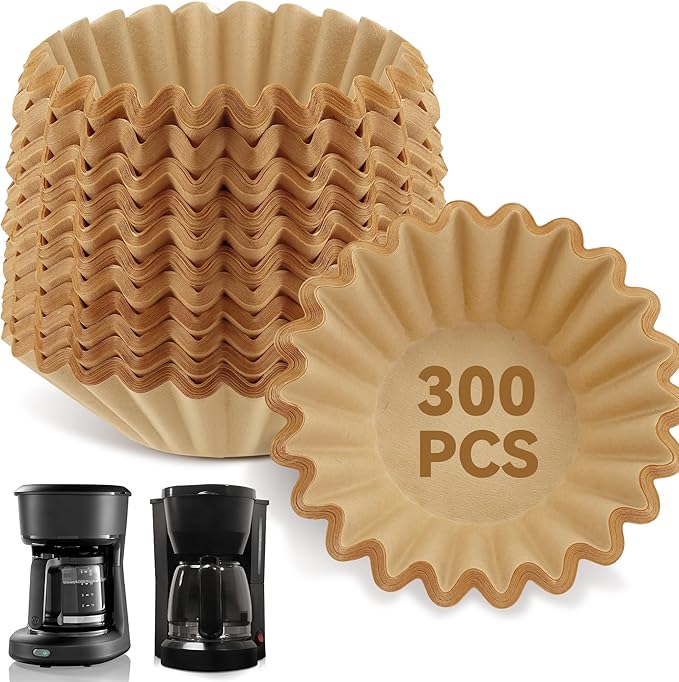 Paper Filters for Coffee Makers 5 Cup, 300 Pcs Disposable Unbleached Basket Filter Paper Compatible with Mr Coffee Maker Black and Decker