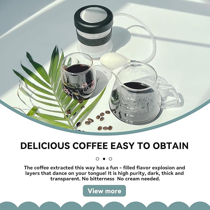 Air Pressure Coffee Maker, Manual Espresso Brewer No Electricity, Portable Handheld Coffee Maker for Home, Office & Travel, 0.3L Glass Pot