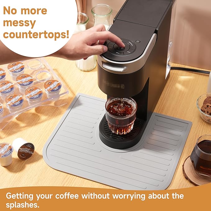 Silicone Coffee Mat for Keurig K-Supreme Coffee Maker, Coffee Bar Accessory for Countertop, Espresso Machine Accessories, Splash-proof Design, Dishwasher Safe