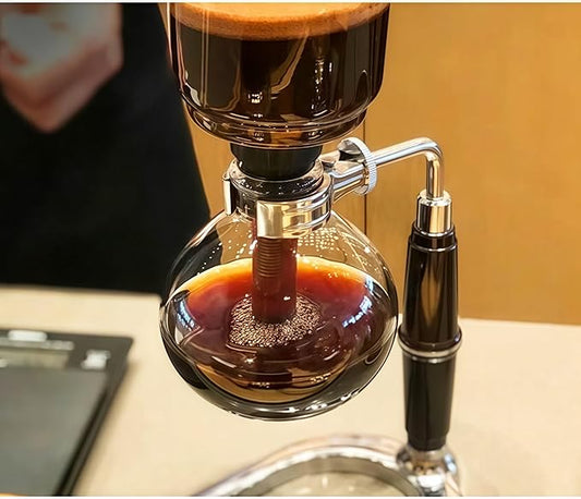 Borasilicate Glass Syphon Coffee Maker, 5-Cup 600ml(20.3 oz)Vaccum Gravity Clear Coffee Tabletop Siphon Pot with Reusable Cloth Filter Coffee Brewer Hot Tea Maker Machine(Standard Edition)