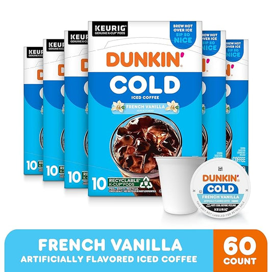 Dunkin' Cold French Vanilla Flavored Coffee, 60 Keurig K-Cups