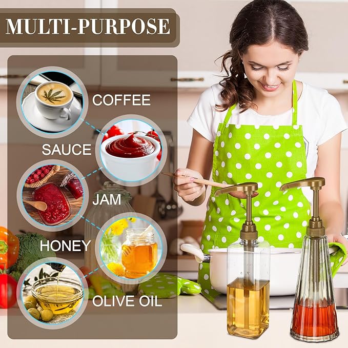 Geetery 50 Pcs Coffee Syrup Pumps Skinny Pumps for 25.4 Oz/750ml Coffee Syrup Bottles for Home Bar Soda Cherry Juice Cocktails(Gold)