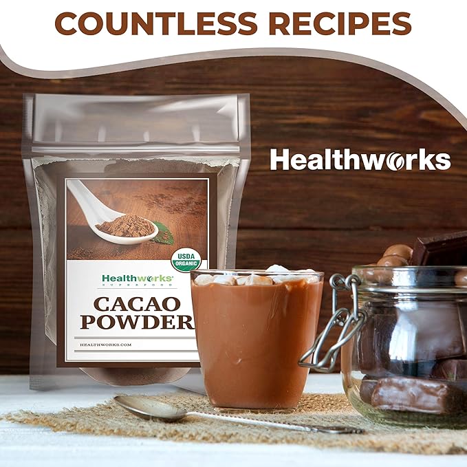 Healthworks Superfoods Organic Cacao Powder - 80 Oz / 5 Lb - Cocoa Chocolate Substitute - Rich Chocolate Flavour - Sugar-Free, Keto, Vegan & Non-GMO - Peruvian Bean/Nut Origin - Antioxidant Superfood - Packaging May Vary
