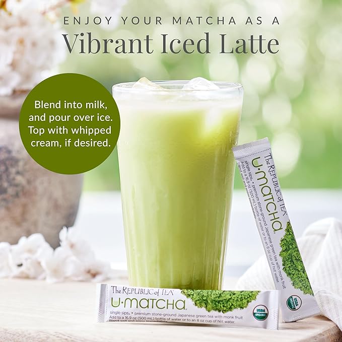 The Republic of Tea – Organic U•Matcha Single Sips, Naturally Caffeinated Matcha Green Tea Powder, 14 Packets
