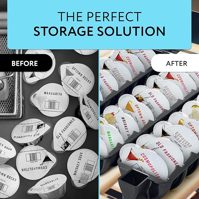IMPRESA Pod Organizer - Compatible with Bartesian Cocktail Machine & Bar Accessories Organizer - 24-Slot Cocktail Capsules Holder - Secure Loading & Drink Capsule Holder - Plastic, Pack of 3