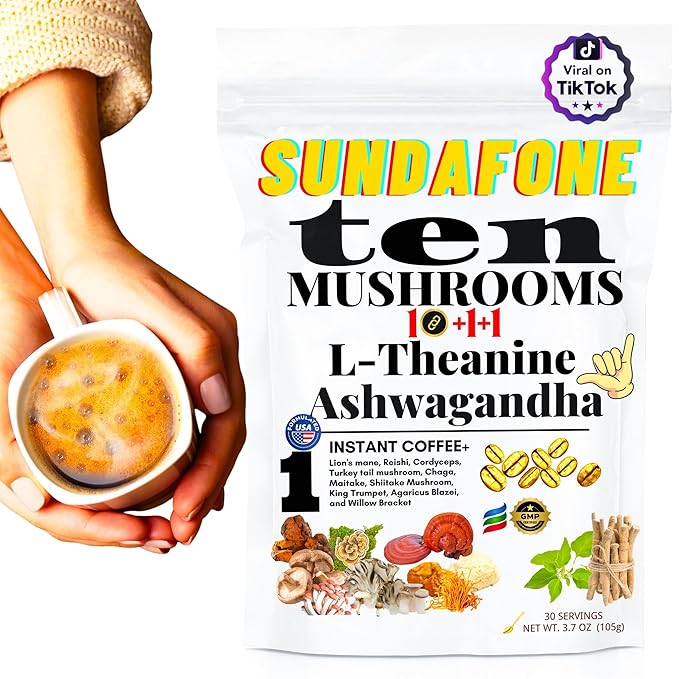 SUNDAFONE Mushroom Coffee 12 Adaptogenic Instant Coffee