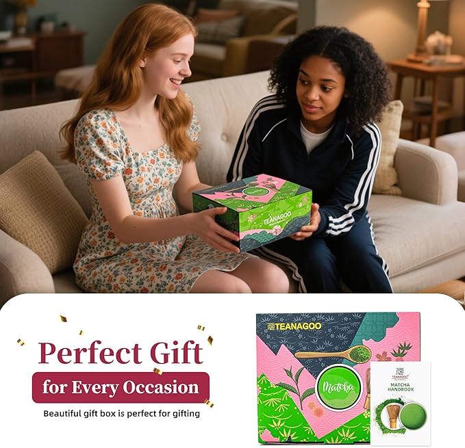 TEANAGOO 7-PCS Pink Matcha Whisk Set with Cherry Blossom Design, Complete Ceremony Kit, Ceramic Chawan Bowl with Spout, Whisk & Accessories, Traditional Matcha Tea Set for Lattes& Gift Giving