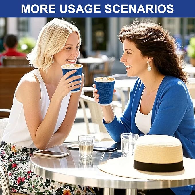 Coffee Cups, 120 Pack 12 oz Disposable Insulated Paper Cups, Corrugated Kraft Ripple Wall Cup Suitable for Hot and Cold Drinks