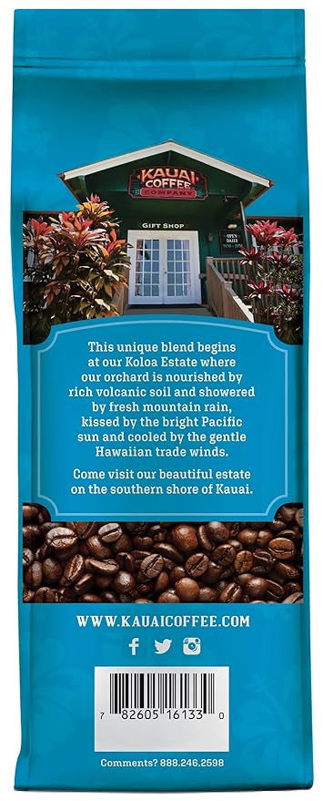Kauai Coffee Whole Bean Coffee – Smooth,Non-Bitter Pure Arabica – Light Floral Notes & Bright Aroma-– Grown on Hawaii's Largest-Coffee Farm-– Koloa Estate Medium Roast of 10oz,(Pack of 4)