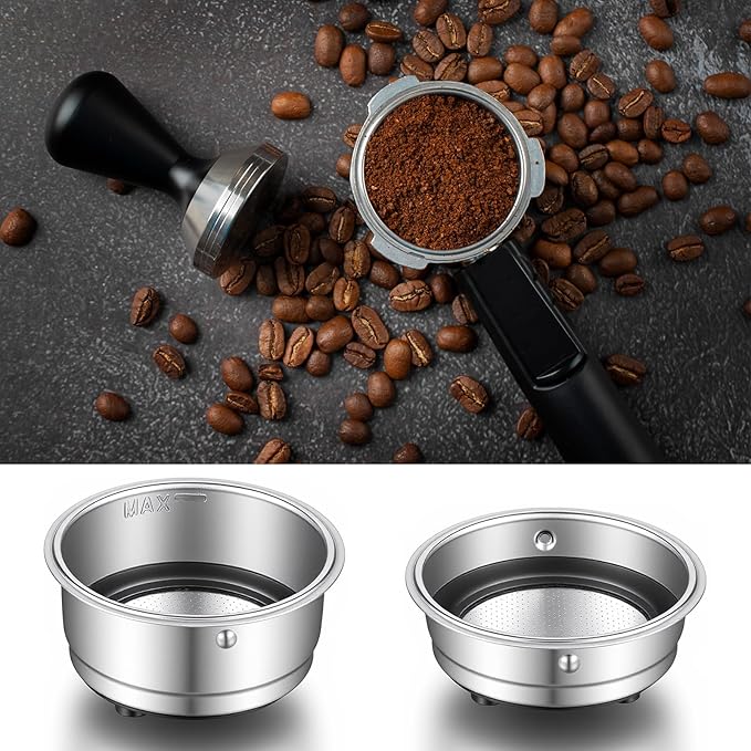 2 Pcs 51mm Portafilter Basket Espresso Basket Stainless Steel Coffee Filter Pressurized Coffee Filter Cups Compatible with 51mm Portafilter Machines for Home Office Machine Serving