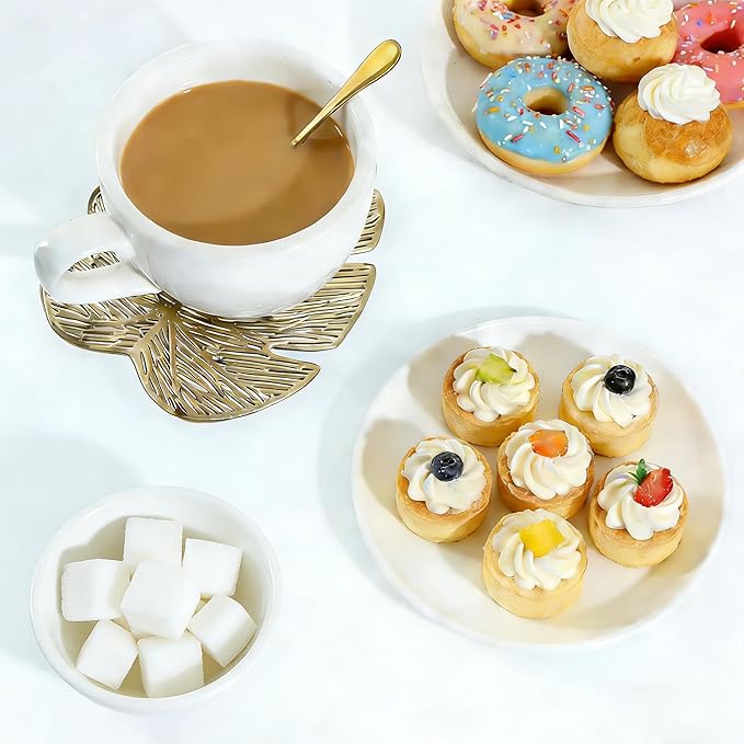 8PCS Leaf Coasters Sets, 4x5 Inch PVC Drink Coasters for Hot Drinks, Coffee Table, Office Desk