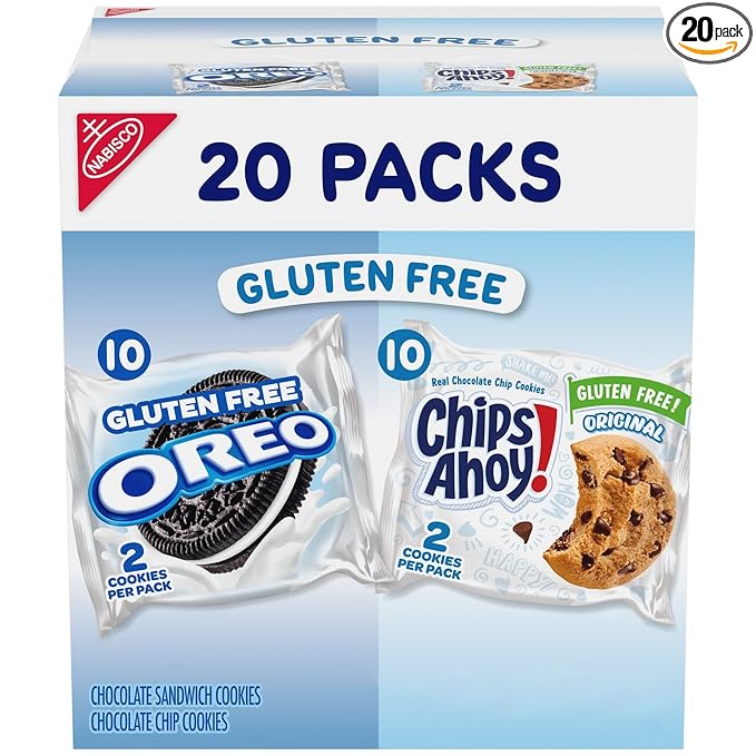 OREO Chocolate Sandwich Cookies & CHIPS AHOY! Chocolate Chip Cookies Gluten Free Cookies Variety Pack, 20 Snack Packs