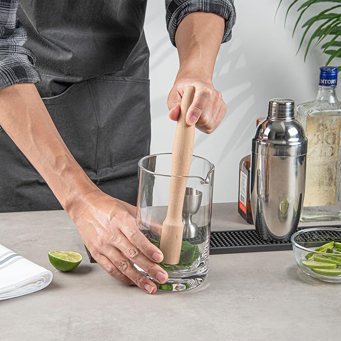 Restaurantware Bar Lux 9.75 Inch Cocktail Muddler 1 Break-Resistant Drink Muddler - Streamlined Design Durable Natural Wood Bar Muddler Crush Herbs Spices And Berries