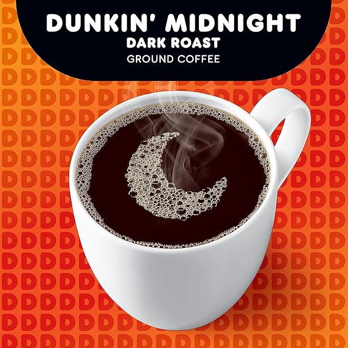 Dunkin’ Midnight Dark Roast Ground Coffee, 11 Ounce (Pack of 4)