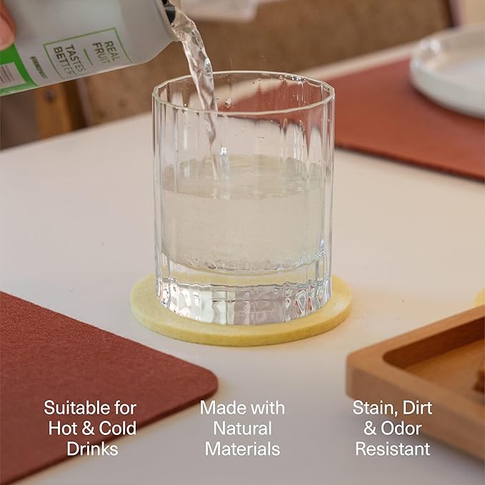 Graf Lantz - Bierfilzl Merino Wool Square Coasters Set of 4 - Flowerbed (4"x4"x5mm) - Absorbs 30% Weight, Natural German Wool - Heat Resistant, Sustainable, Reusable - Home Decor, Coffee Table Decor
