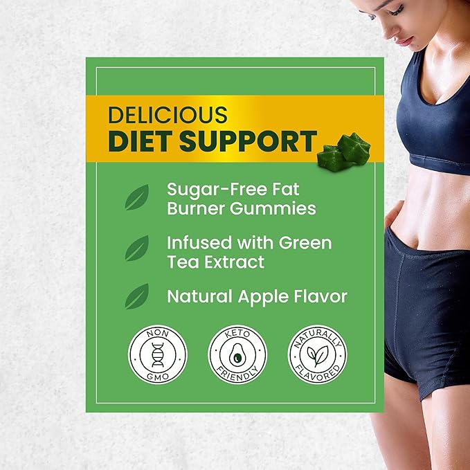 Green Tea Fat Burner Gummies for Weight Loss | Metabolism Boost & Appetite Suppressant with Green Coffee Bean and Garcinia Cambogia | Pills to Burn Belly Fat for Women & Men by Nobi Nutrition