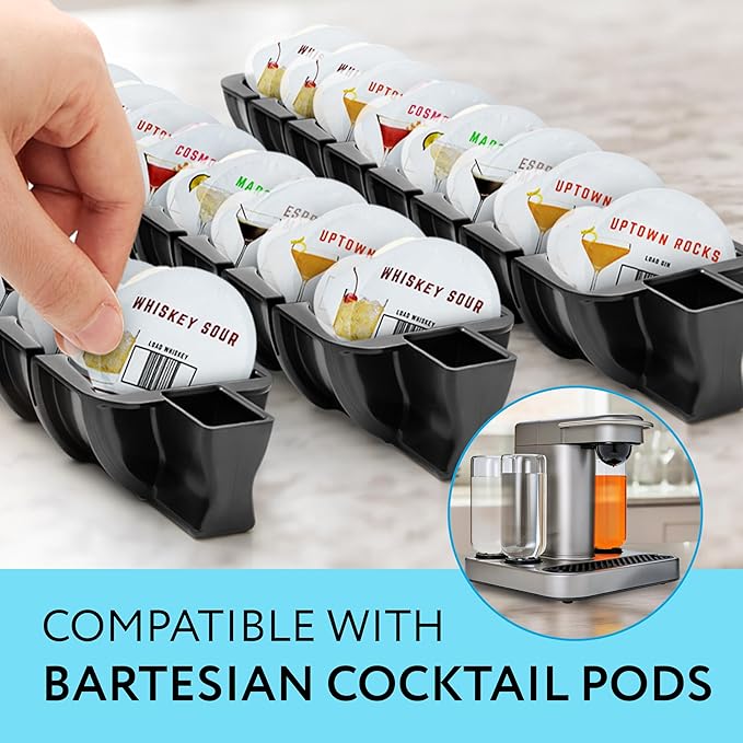 IMPRESA Pod Organizer - Compatible with Bartesian Cocktail Machine & Bar Accessories Organizer - 24-Slot Cocktail Capsules Holder - Secure Loading & Drink Capsule Holder - Plastic, Pack of 3