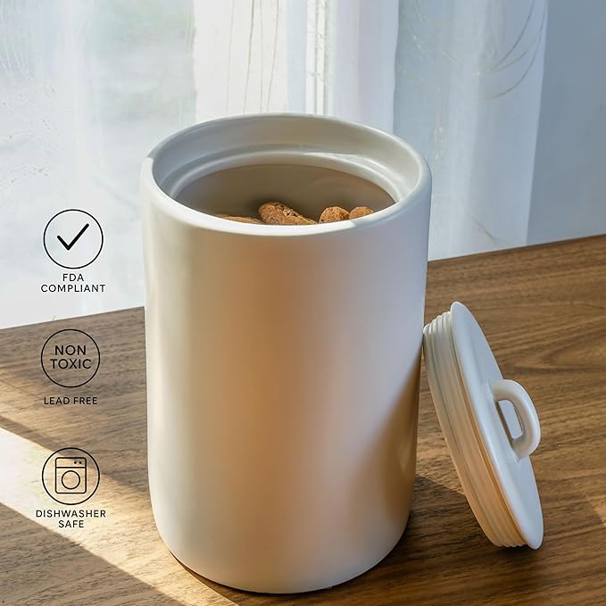 Ceramic Food Storage Jars 108Oz, Snack Containers, Airtight Lid, Kitchen Countertop Canisters for Grounds Coffee, Pods, Tea, Flour, Sugar, Rice, Pantry Organization, Containers set