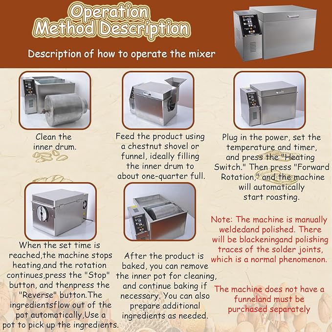 Commercial Chestnut Roasting Machine, Coffee Roaster Machine Industrial Commercial, Coffee Bean Roaster, Electric Nut Roaster, Uniform Roasting Type10