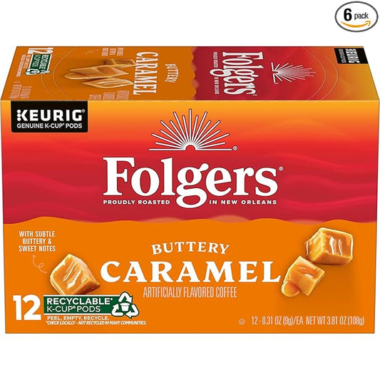 Folgers Buttery Caramel Flavored Coffee, 72 Keurig K-Cup Pods