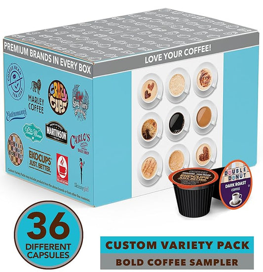 Perfect Samplers Dark Roast Coffee Pod Variety Pack - Pack for Keurig K Cups Coffee Makers, Bold 36 Count