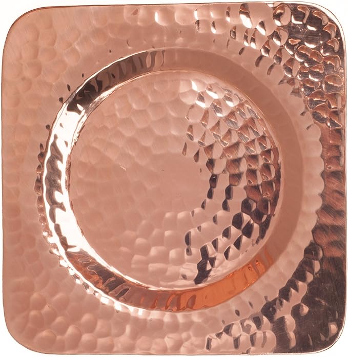 Sertodo Copper, Square Napa Cup Coaster, Hand Hammered 100% Pure Copper, 4.5 inch square, Single
