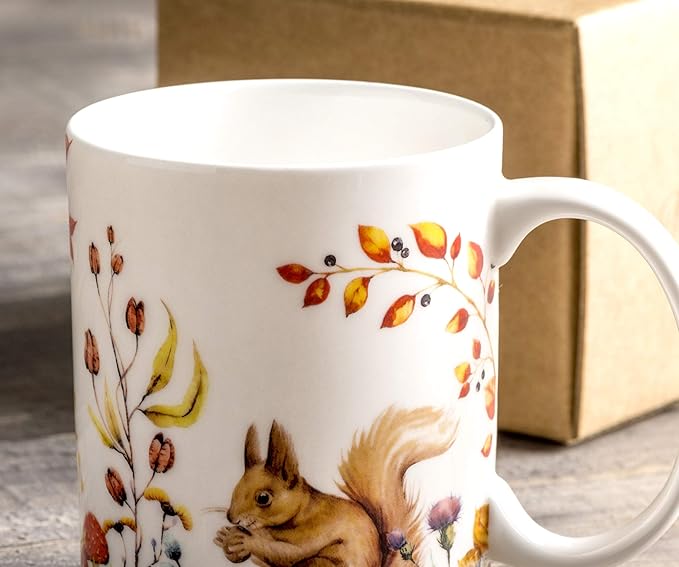 Maison d' Hermine Coffee Mug with Handles Fine Bone China Mugs Pack of One Tea Cups for Hot Beverages Cappuccino Latte Home Restaurant Office Perfect for Gift (Sous-Bois - Option 1, 12 Ounce)