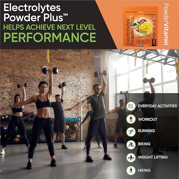 PowderVitamin Electrolytes Powder Plus (50 Servings) Mango Passionfruit Electrolyte Powder Zero Calorie Keto, 0 Sugar, No Maltodextrin,1000mg Potassium,120mg Calcium,120mg Magnesium, Hydration Powder